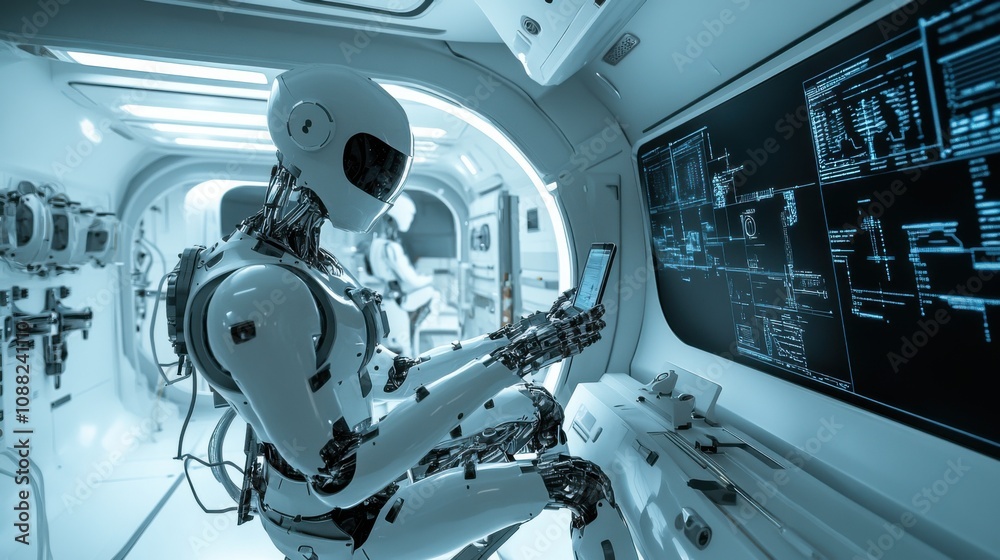 Leinwandbilder a robotic scientist conducting experiments in a zero-gravity research lab, futuristic and scientific