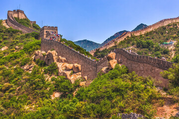 Obraz premium Climb Overview Great Wall Section Badaling Summer Beijing China
