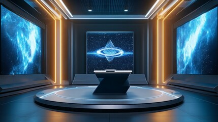 Fototapeta premium Futuristic Digital Conference Room Design