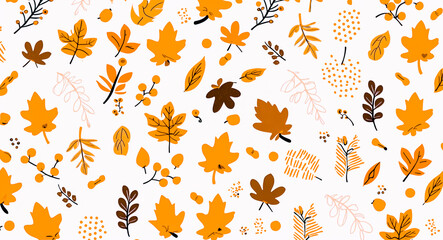 Naklejka premium autumn leaves seamless pattern