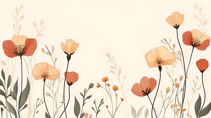 Naklejka premium Floral Illustration with Beige Background