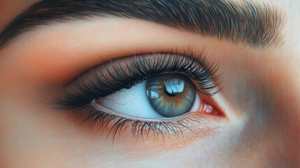Obraz premium Close-up of a Beautiful Human Eye with Intricate Details, Capturing Natural Colors and Textures for Artistic or Beauty Related Projects and Concepts