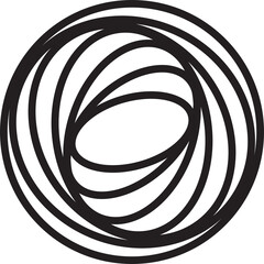 Circle twirl line geometric. Design element for round frame, science, tech, digital