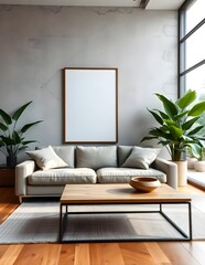 Generative AI
Frame mockup,3D render, modern living room