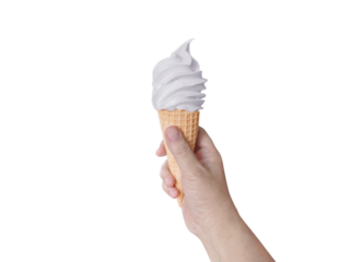 Ice cream in hand, summer dessert cone ice cream PNG transparent.