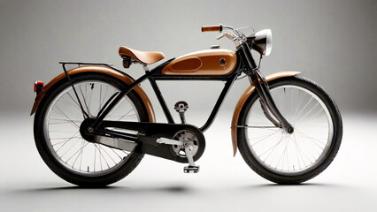 Naklejka premium An old retro style motorcycle with manual pedals on light background.