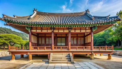 View of wooden pavilion structure at Korean Confucian Academy in Joseon Dynasty era , Korean, Confucian, Academy
