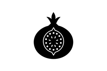 Pomegranate Symbol of Rosh Hashanah | isolated silhouette vector illustration on white background