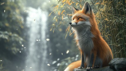 Obraz premium Red Fox in a Mystical Forest