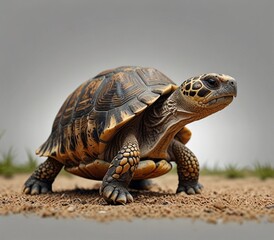 Fototapeta premium Animals reptiles pets greek tortoises banner panorama long - Collection of funny cute greek tortoise (tortoise) , isolated on white background, Generative Ai See Less