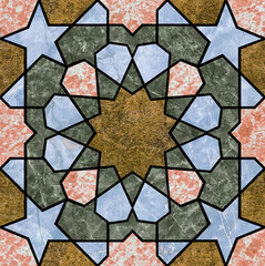 Morocco Seamless Marble Texture Pattern Traditional Arabic Islamic Background. 