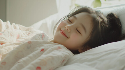 Obraz premium ベッドで休息する女の子