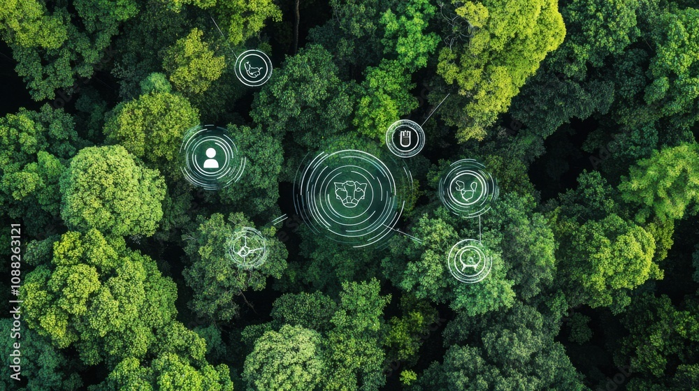 Poster A sophisticated AI-powered real-time environmental monitoring system, modern natural setting with sensors and data collection tools for tracking environmental changes, Environmental style