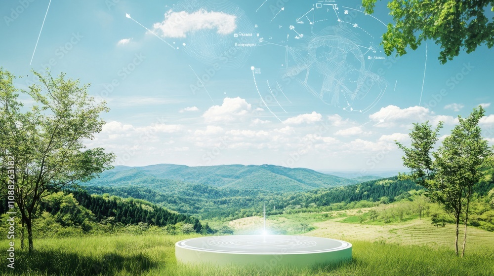 Poster A sophisticated AI-powered real-time environmental monitoring system, modern natural setting with sensors and data collection tools for tracking environmental changes, Environmental style