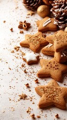 Traditional European Christmas desserts showcase festive cookies adorned with sprinkles and icing, creating a warm, inviting atmosphere perfect for holiday celebrations.