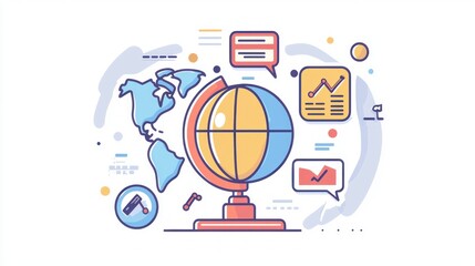 Enhanced Search Engine Optimization with Marketing Tools Flat Illustration on White Background