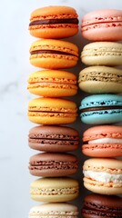 Traditional European Christmas desserts showcase a delightful array of colorful macarons, each with unique flavors, embodying the festive spirit and culinary traditions of the season.