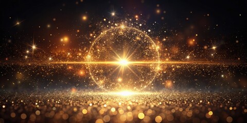 Obraz premium Abstract particle award with glitter effect on dark background , abstract, particle, award, glitter, effect