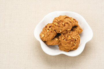 Chocolate cookies with peanut sprinkles
