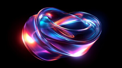 Abstract glowing orb with vibrant, iridescent colors against a black background.