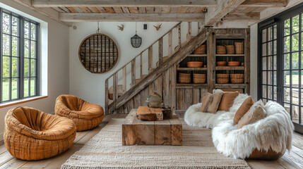 Rustic Farmhouse Living Room Design 