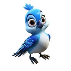 Obraz premium cute 3d cartoon blue jay with funny pose isolated on transparent background