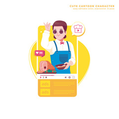 chef cute cartoon character illustration