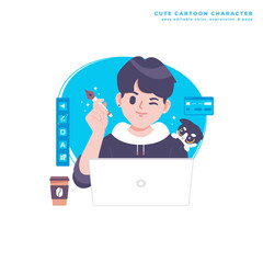 designer cute cartoon character illustration