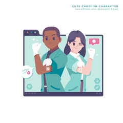 doctor and nurse cute cartoon character