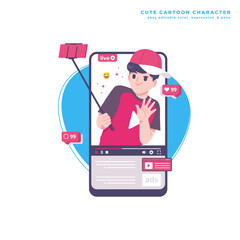 live streamer cute cartoon character