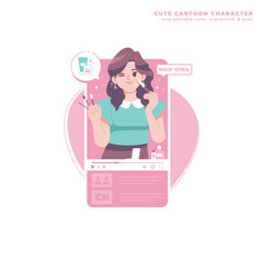 make up tutor cute cartoon character