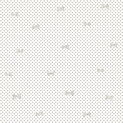bow seamless  pattern with silver glitter . on black and white polka dots background.