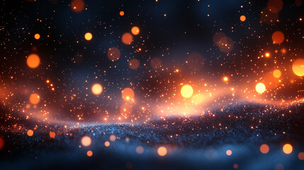 Obraz premium A vibrant teal and gold glitter bokeh backdrop, evoking a festive holiday atmosphere filled with sparkling energy and joyful anticipation of the season's celebrations and festivities