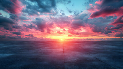 Obraz premium Abstract Sunset Sky with Concrete Floor Background