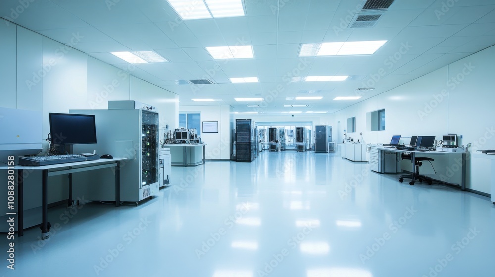 Leinwandbilder An advanced quantum computing lab, clean room with quantum computers and cooling systems, Quantum Computing style