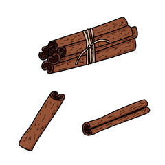 Rolled cinnamon sticks, icon, seasoning logo for the menu. Spice for cooking in a vector in the doodle style. Cinnamon Icon