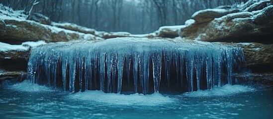 Frozen Waterfall in Winter Wonderland