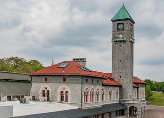 Fototapeta premium The Historic Mount Royal Train Station on a Spring Afternoon, Baltimore MD USA