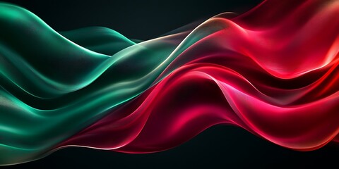 Obraz premium Abstract red and teal flowing wave design.