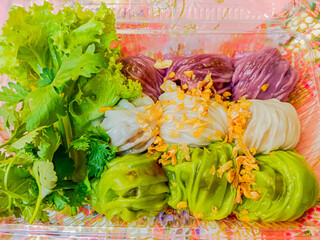 Thai steamed pork dumplings or Khao griep pag mor.