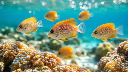 Fototapeta premium serene underwater scene with soft bokeh effects, showcasing a smooth gradient background that creates a peaceful, ethereal atmosphere full of light reflections and gentle movement