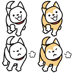 白柴と豆柴のイラストセット