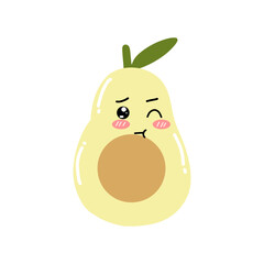 kawaii avocado emoticon face expression design element stock. Cute cartoon vector avocado characters set with funny smiles