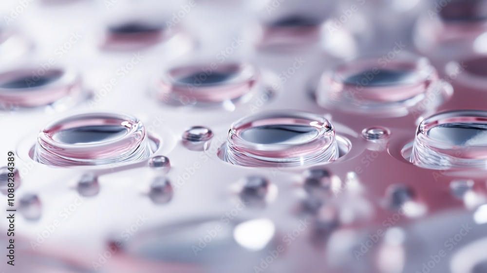Poster An extreme close-up of a 3D-printed microfluidic chip for drug delivery, showing precise fluid control and therapeutic targeting, Biomedical technology style