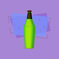 Green bottle with soda water illustration. Beer, drinking, soda, alcohol. Drinking concept. Vector illustration can be used for topics like beverage, bar, super market