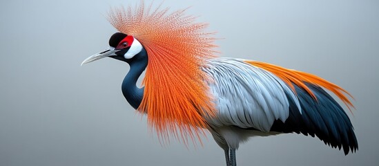 Fototapeta premium A Grey Crowned Crane With an Orange Crest