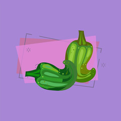 Green pepper illustration. Vegetable, ground, growth, food. Farming concept. Vector illustration can be used for topics like garden, kitchen, cooking