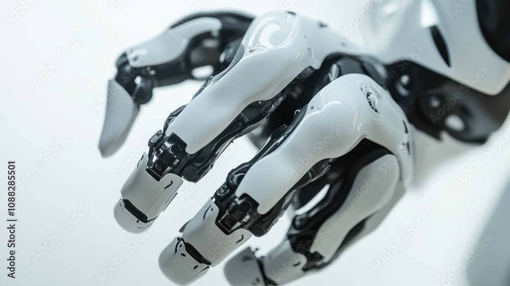 Poster An extreme close-up of a bio-inspired soft robotic gripper, showing adaptive grasping capabilities and delicate object manipulation, Soft robotics technology style