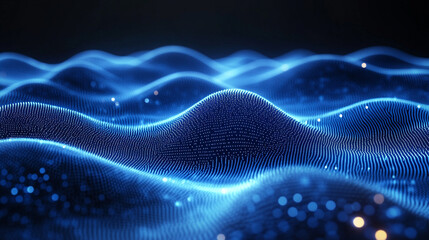 Naklejka premium A blue abstract vector background with dynamic light patterns and glowing elements, evoking a sense of energy, depth, and digital transformation with vibrant colors and fluid design