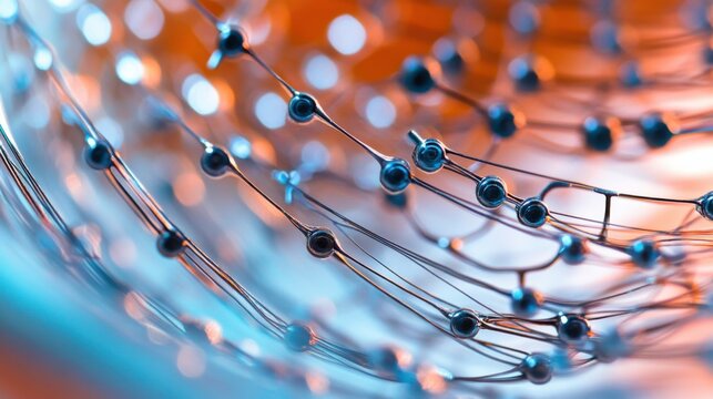 An extreme close-up of a brain-computer interface electrode array, demonstrating neural signal detection, Neurotechnology style